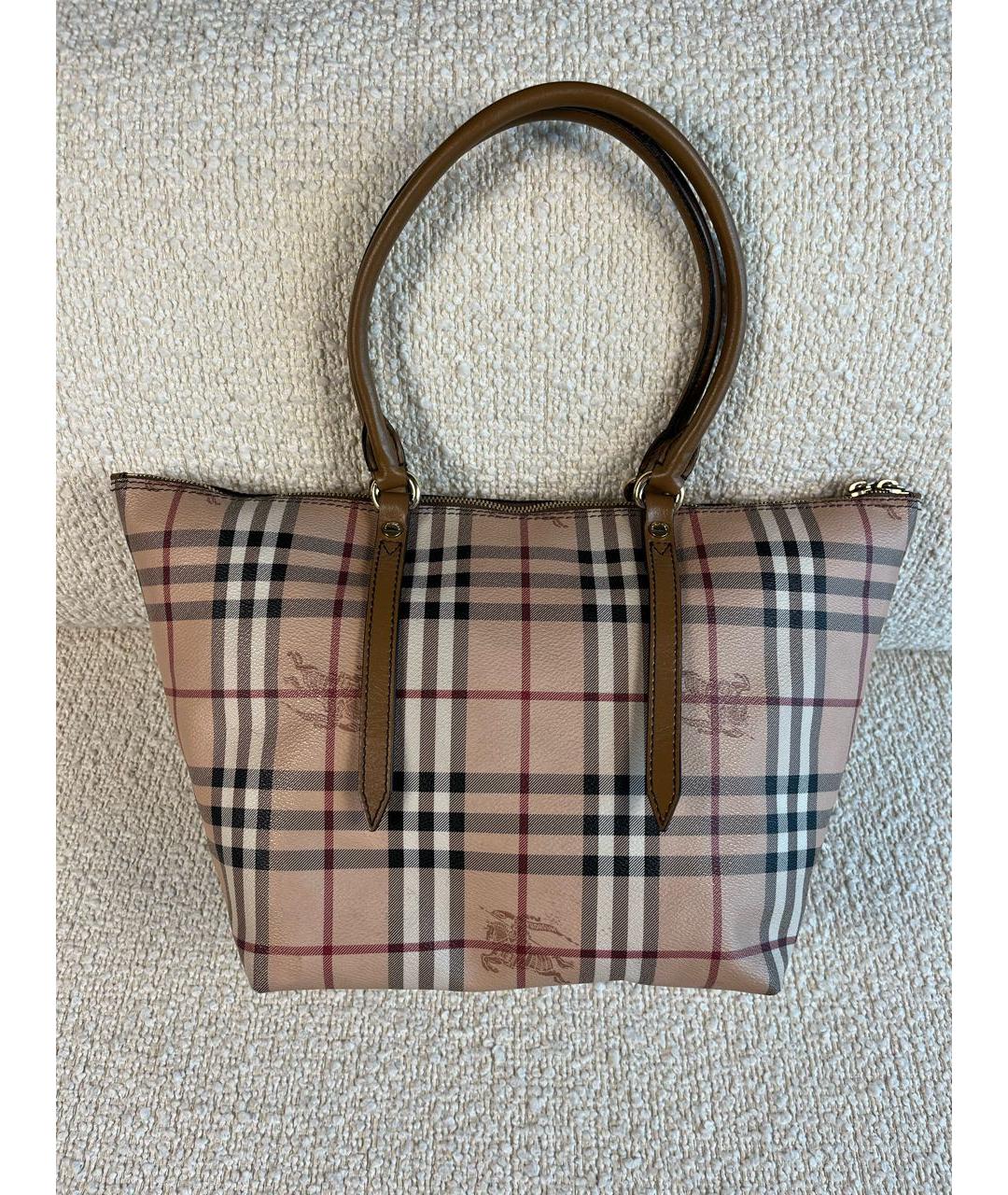 BURBERRY Бежевая кожаная сумка тоут, фото 3