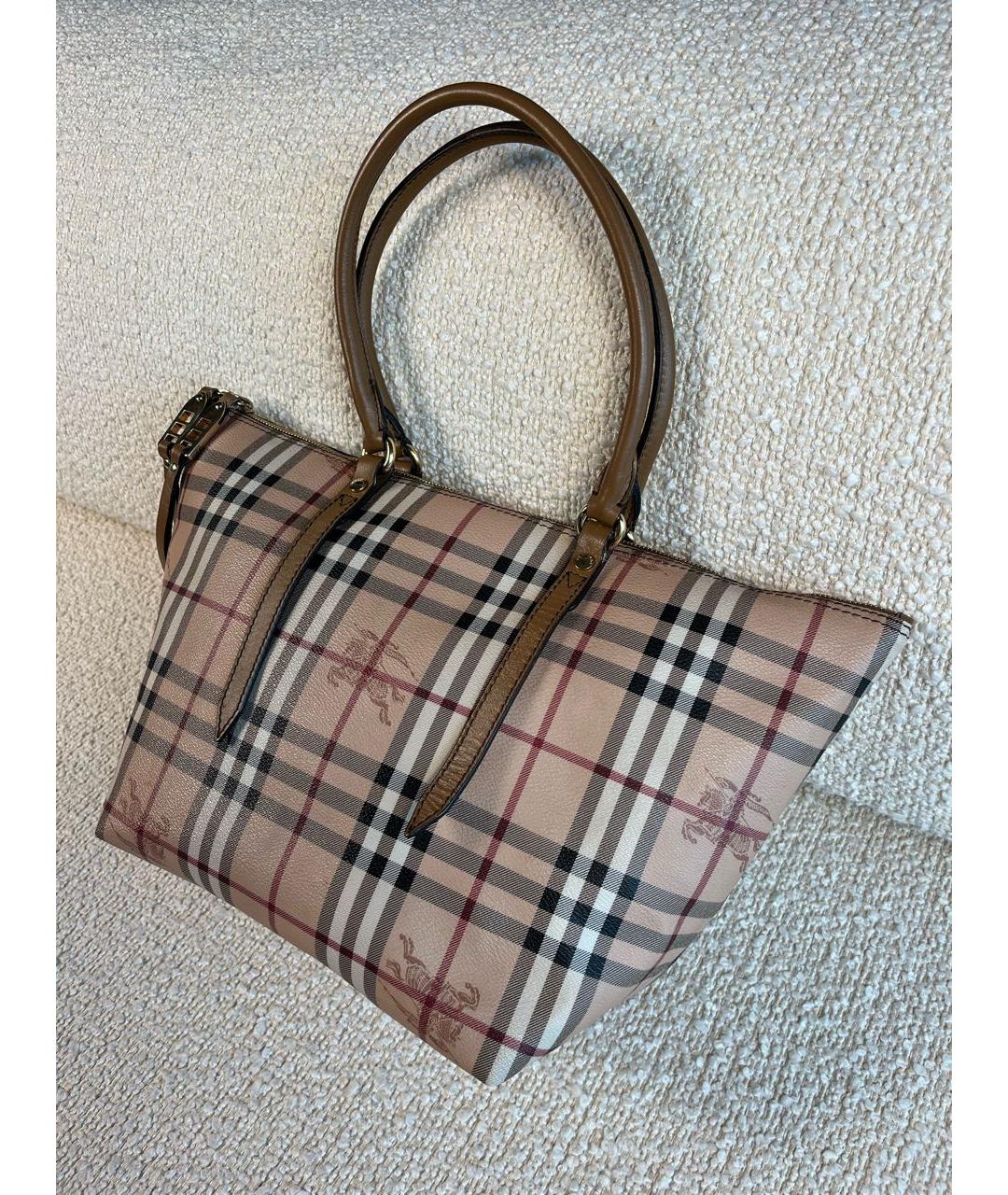 BURBERRY Бежевая кожаная сумка тоут, фото 5