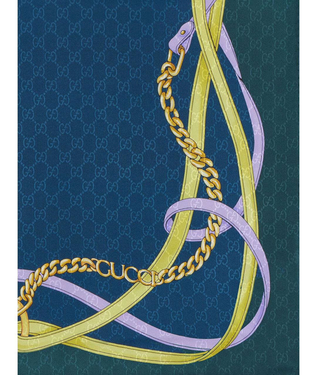 GUCCI Синий шелковый платок, фото 2