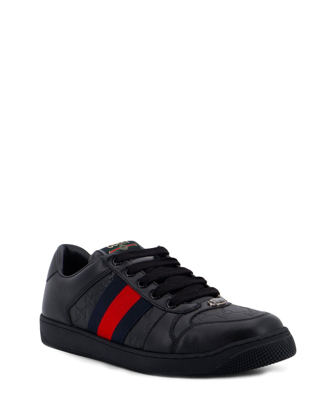 GUCCI Черные кожаные низкие кроссовки / кеды, фото 3