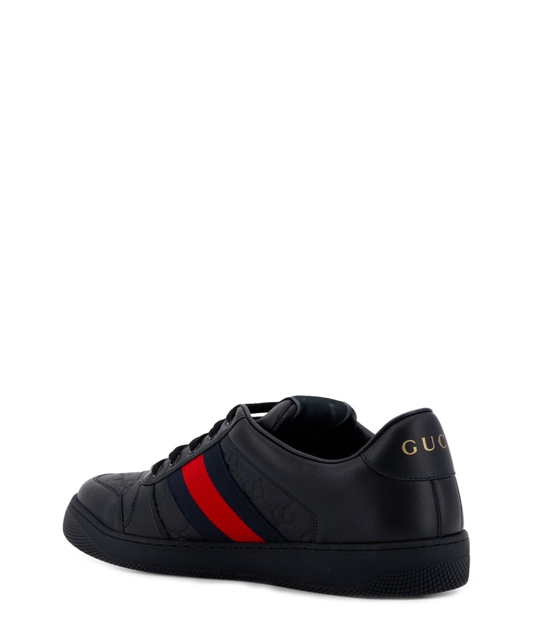 GUCCI Черные кожаные низкие кроссовки / кеды, фото 2