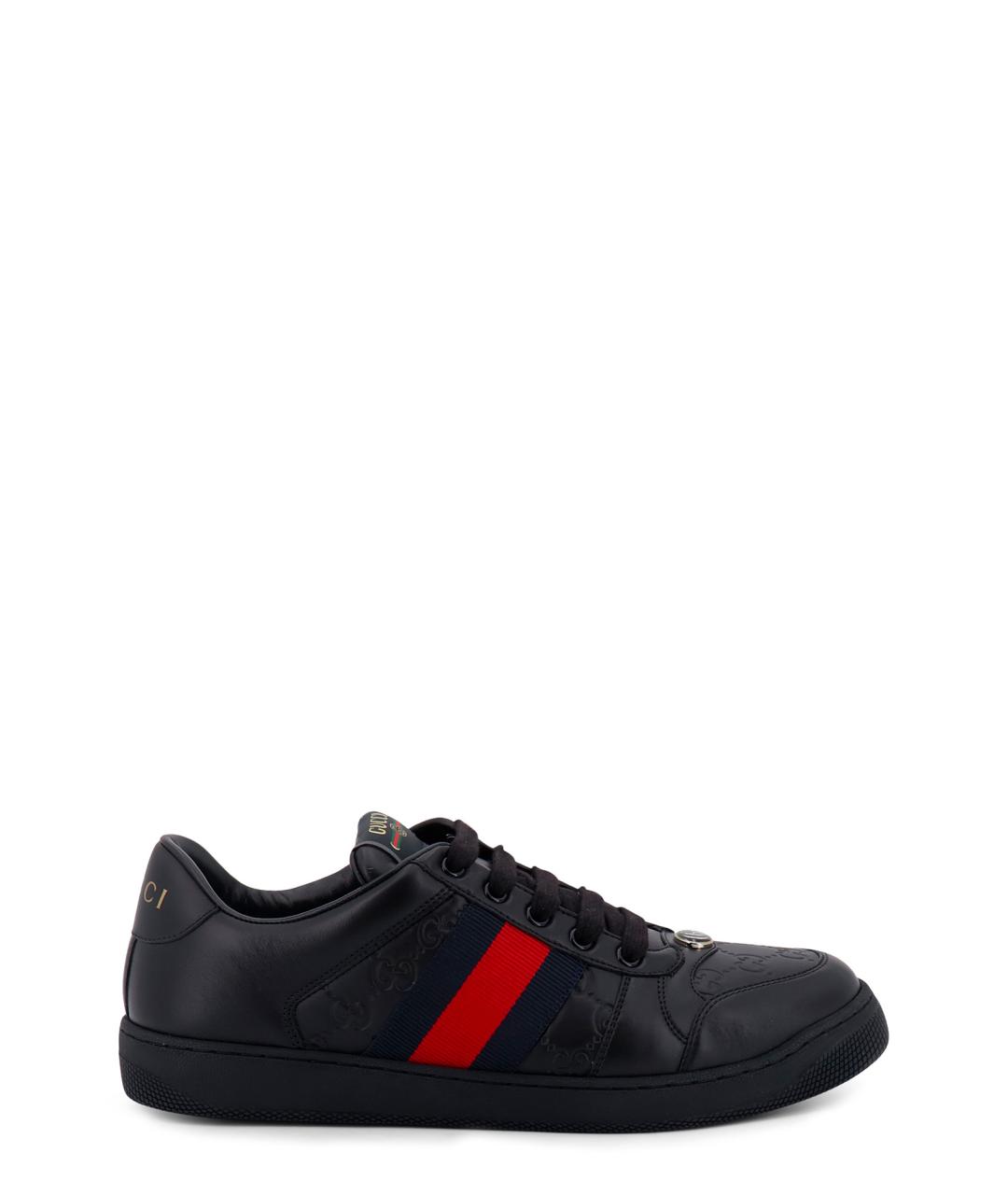 GUCCI Черные кожаные низкие кроссовки / кеды, фото 1