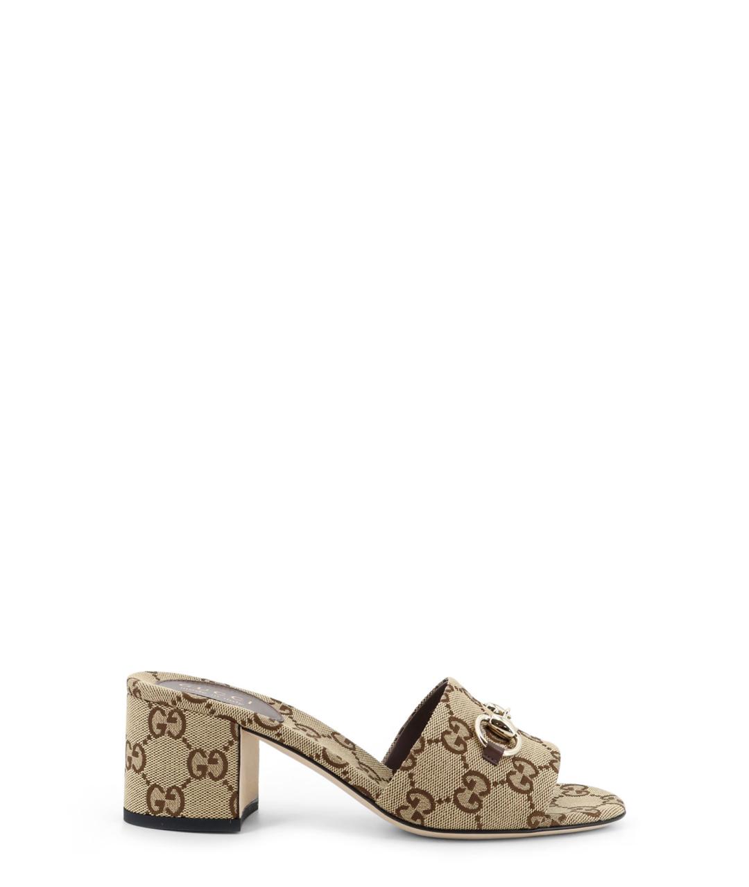 GUCCI Бежевые текстильные мюли, фото 5