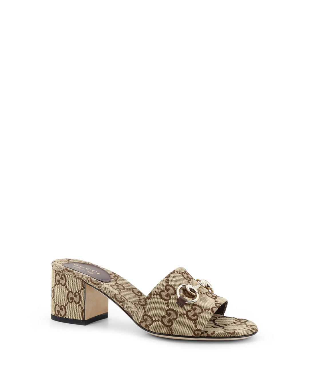GUCCI Бежевые текстильные мюли, фото 2