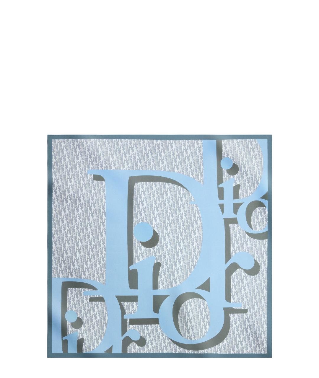 CHRISTIAN DIOR Голубой шелковый платок, фото 1