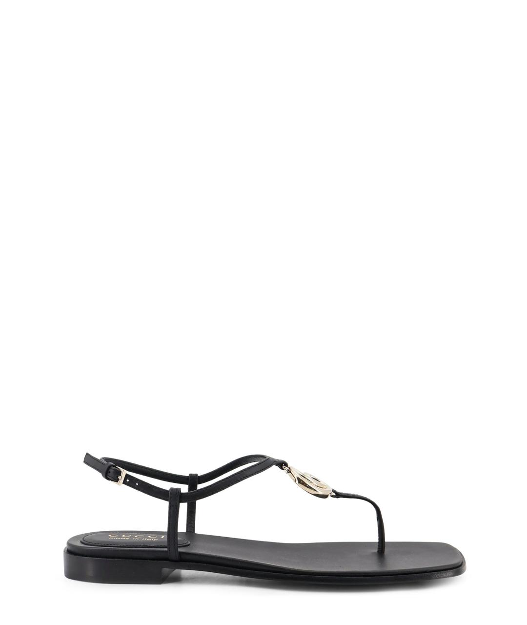GUCCI Черные кожаные сандалии, фото 1
