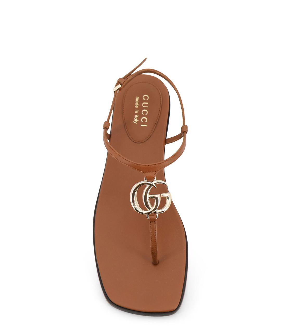 GUCCI Коричневые кожаные сандалии, фото 4