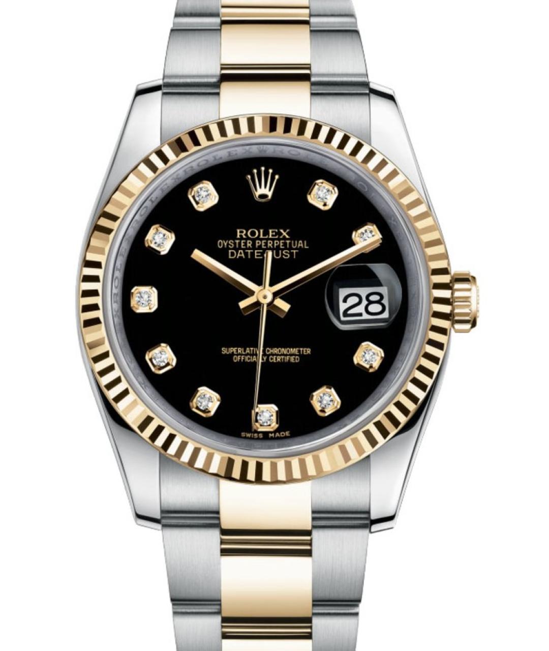ROLEX Черные часы из желтого золота, фото 1