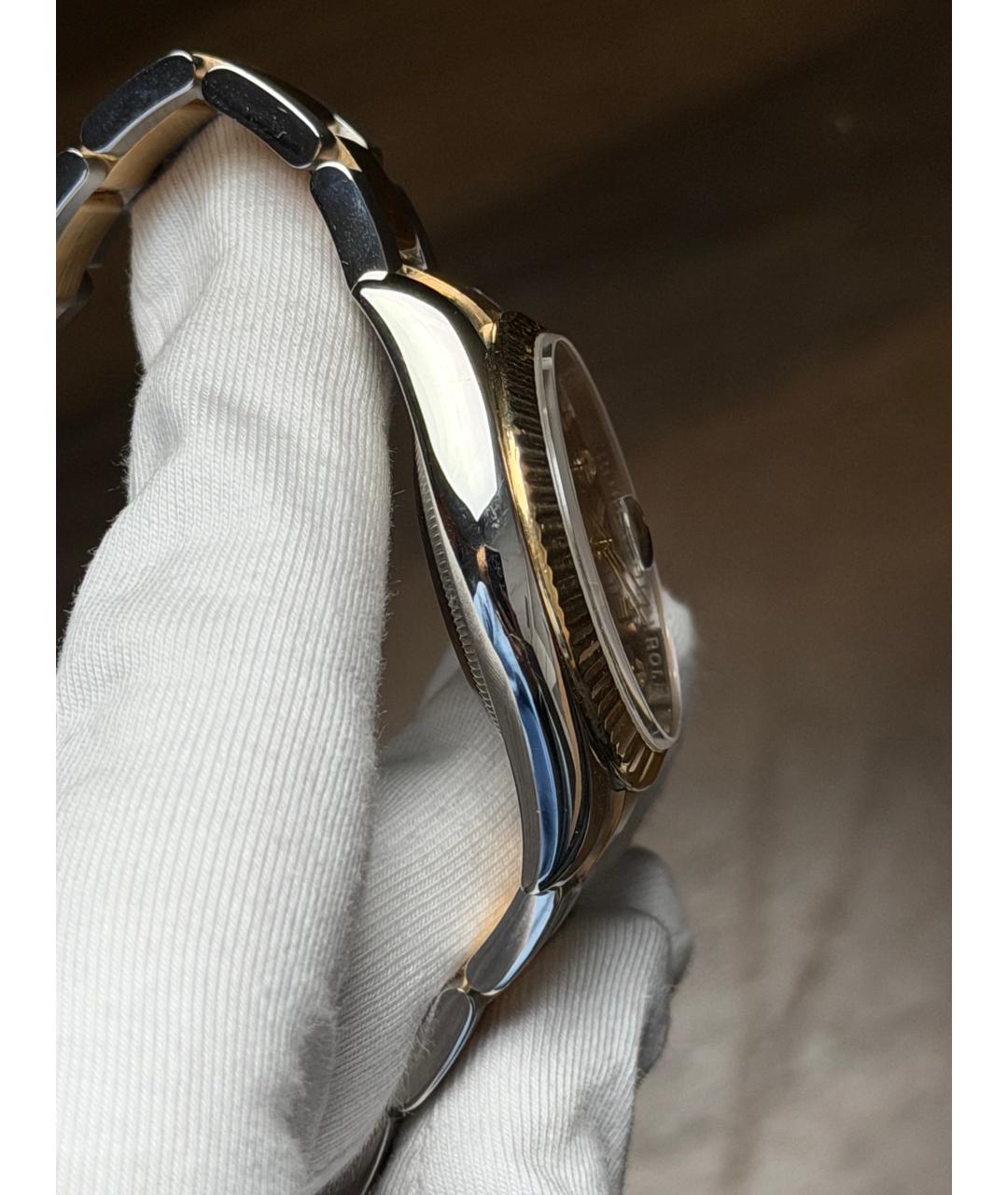 ROLEX Черные часы из желтого золота, фото 5