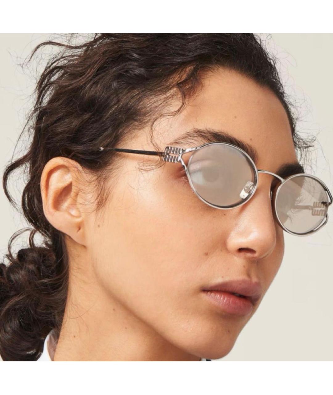 MIU MIU Серебряные металлические солнцезащитные очки, фото 8