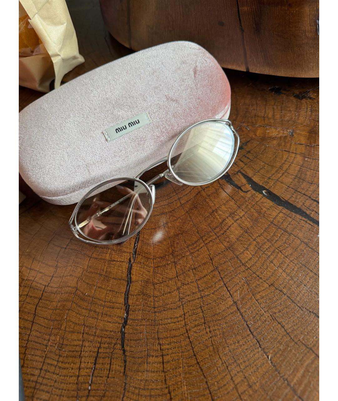 MIU MIU Серебряные металлические солнцезащитные очки, фото 5