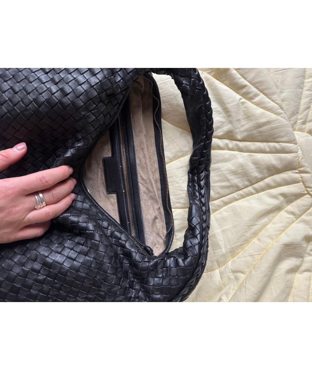 BOTTEGA VENETA Черная кожаная сумка через плечо, фото 8