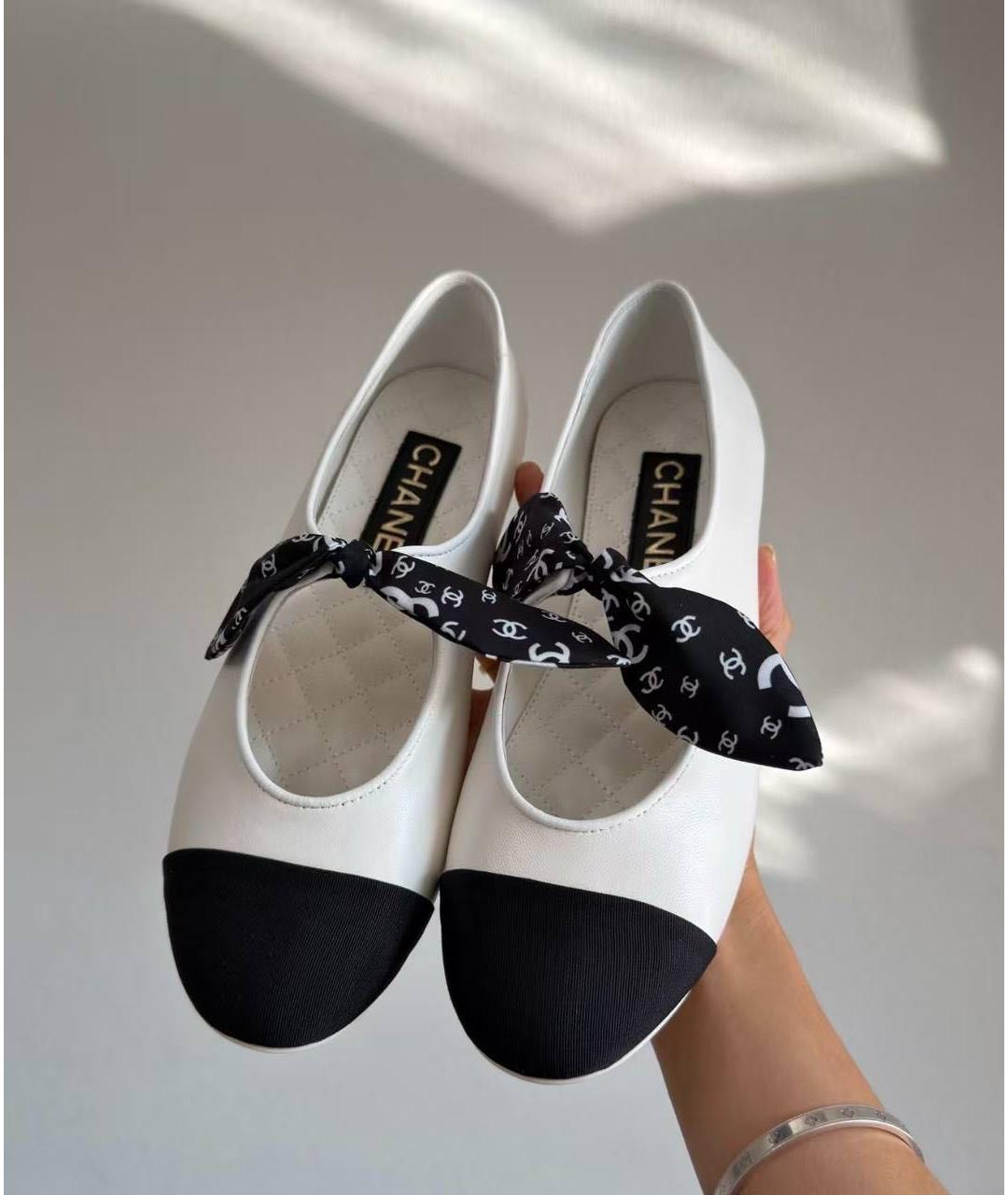 CHANEL Белые кожаные балетки, фото 6