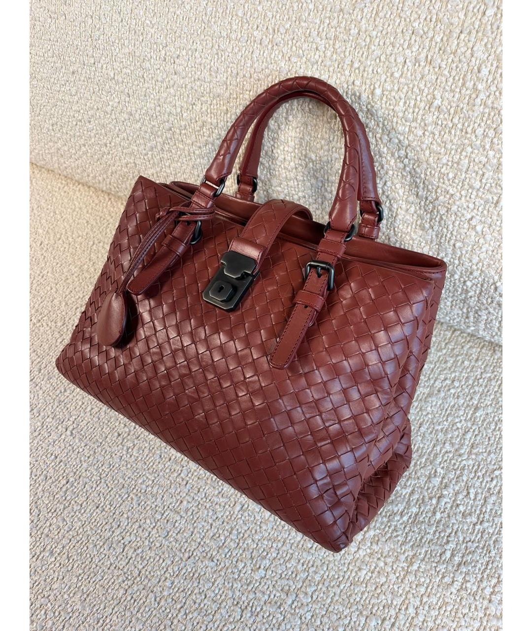 BOTTEGA VENETA Бордовая кожаная сумка с короткими ручками, фото 5