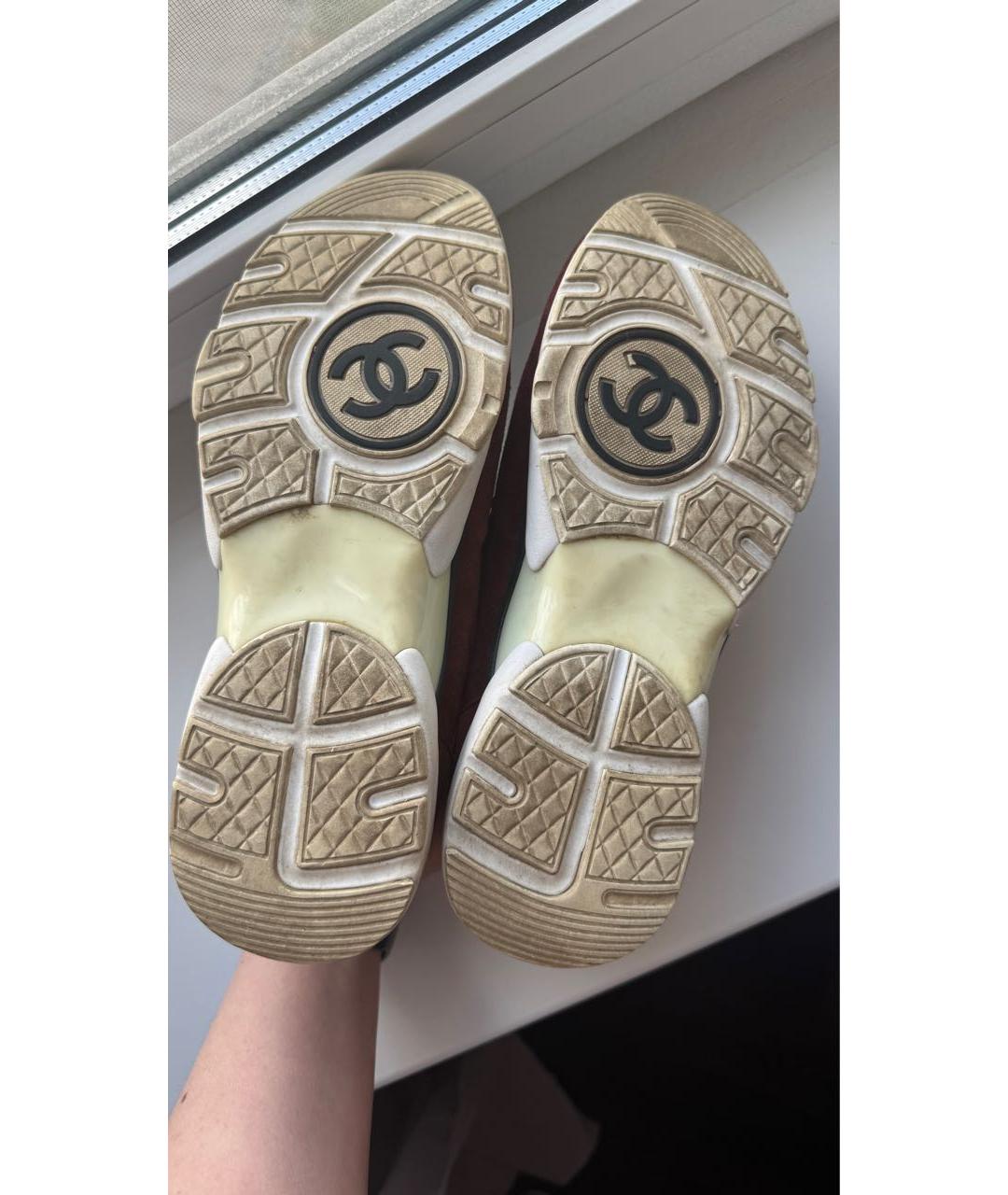 CHANEL Бордовые бархатные кроссовки, фото 3