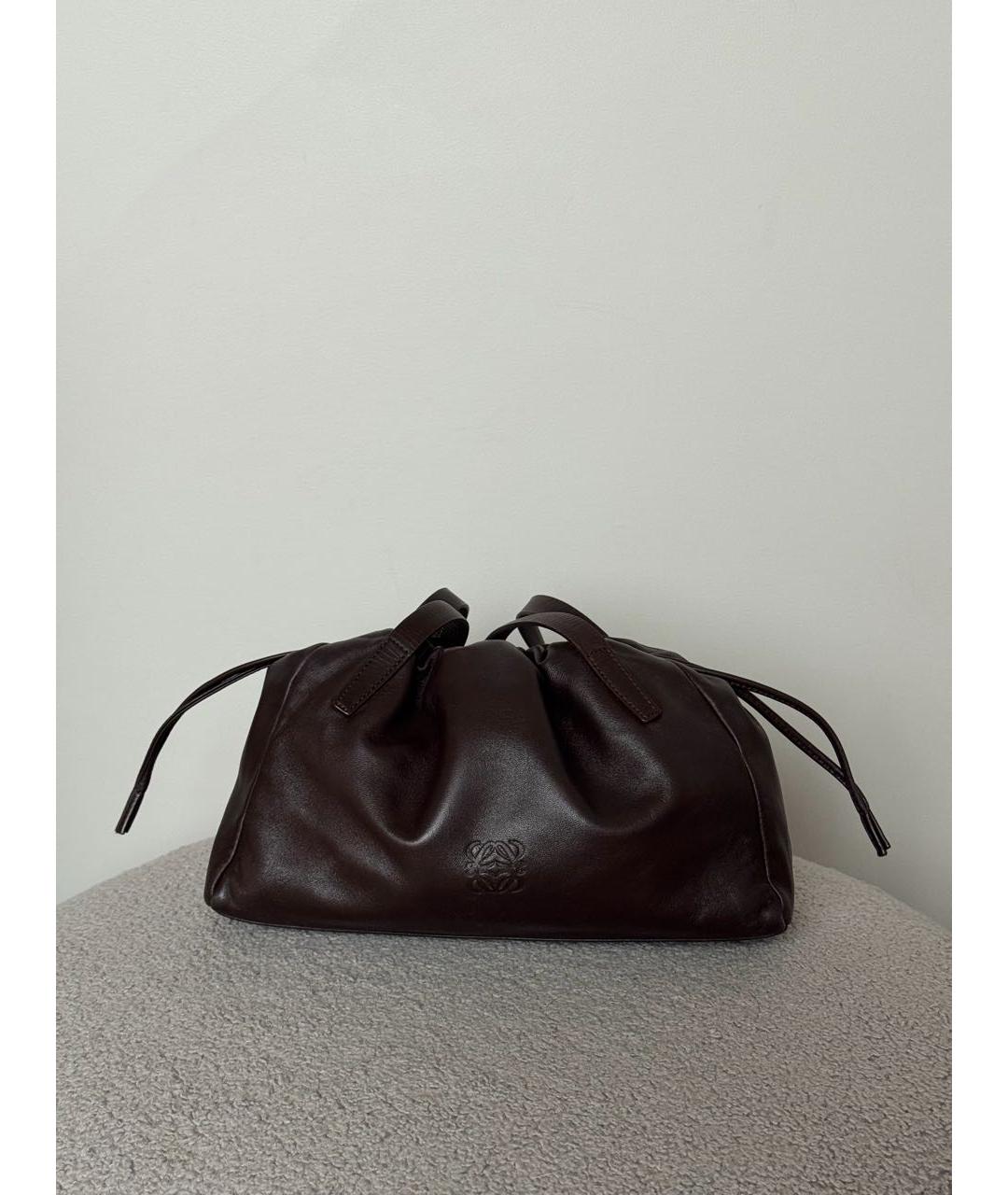 LOEWE Коричневая кожаная сумка через плечо, фото 2