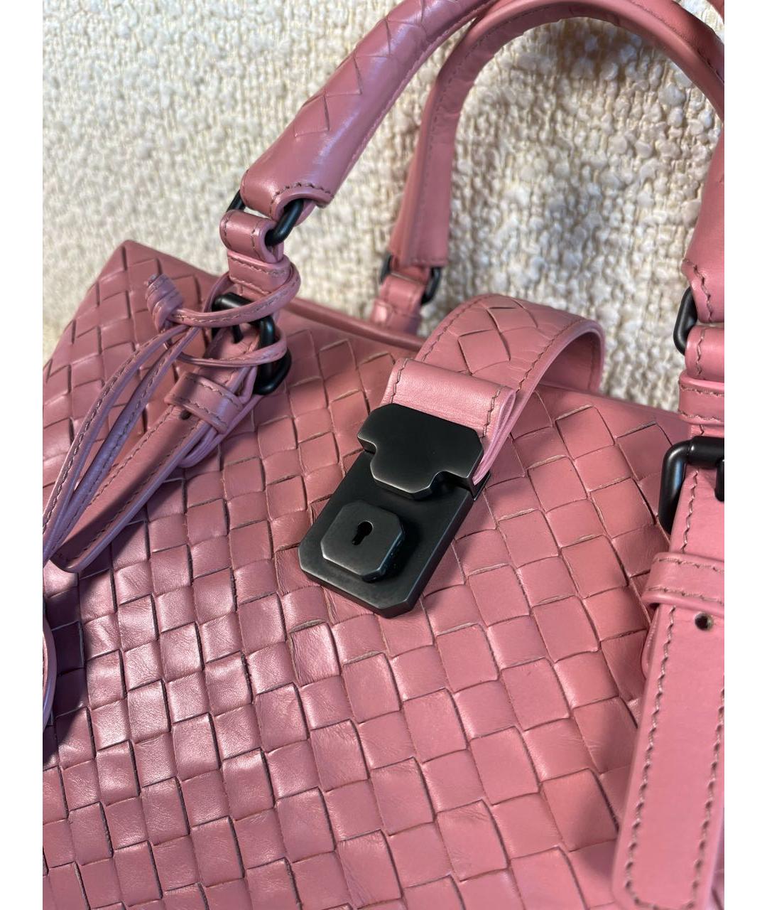 BOTTEGA VENETA Розовая кожаная сумка с короткими ручками, фото 8