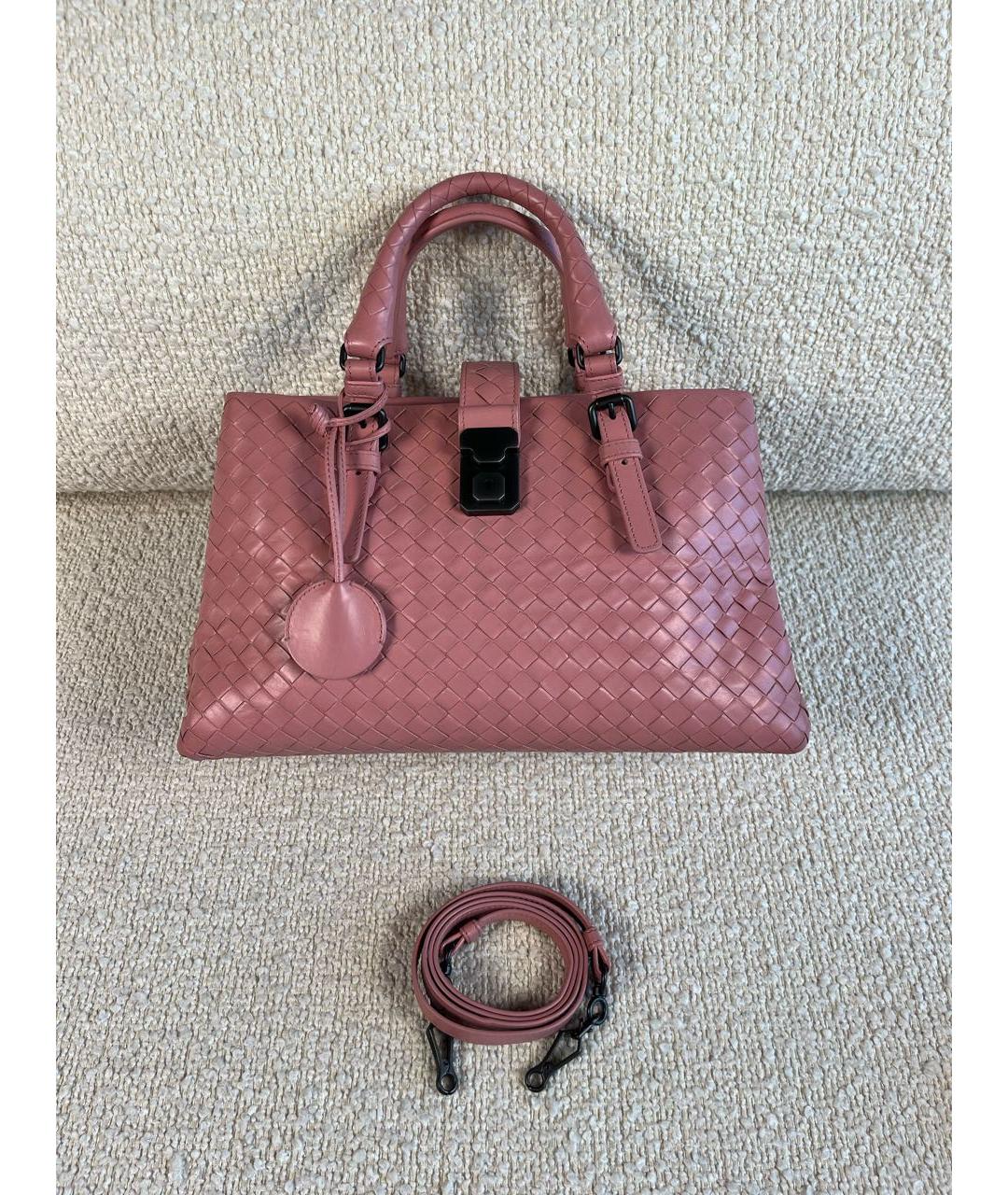 BOTTEGA VENETA Розовая кожаная сумка с короткими ручками, фото 5