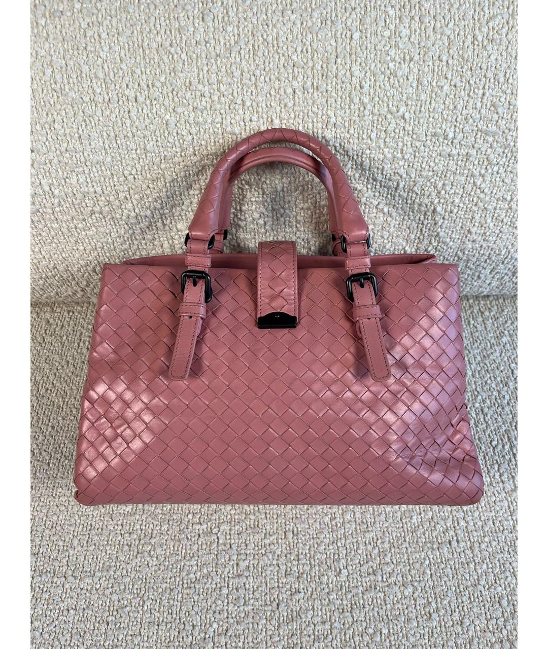 BOTTEGA VENETA Розовая кожаная сумка с короткими ручками, фото 3