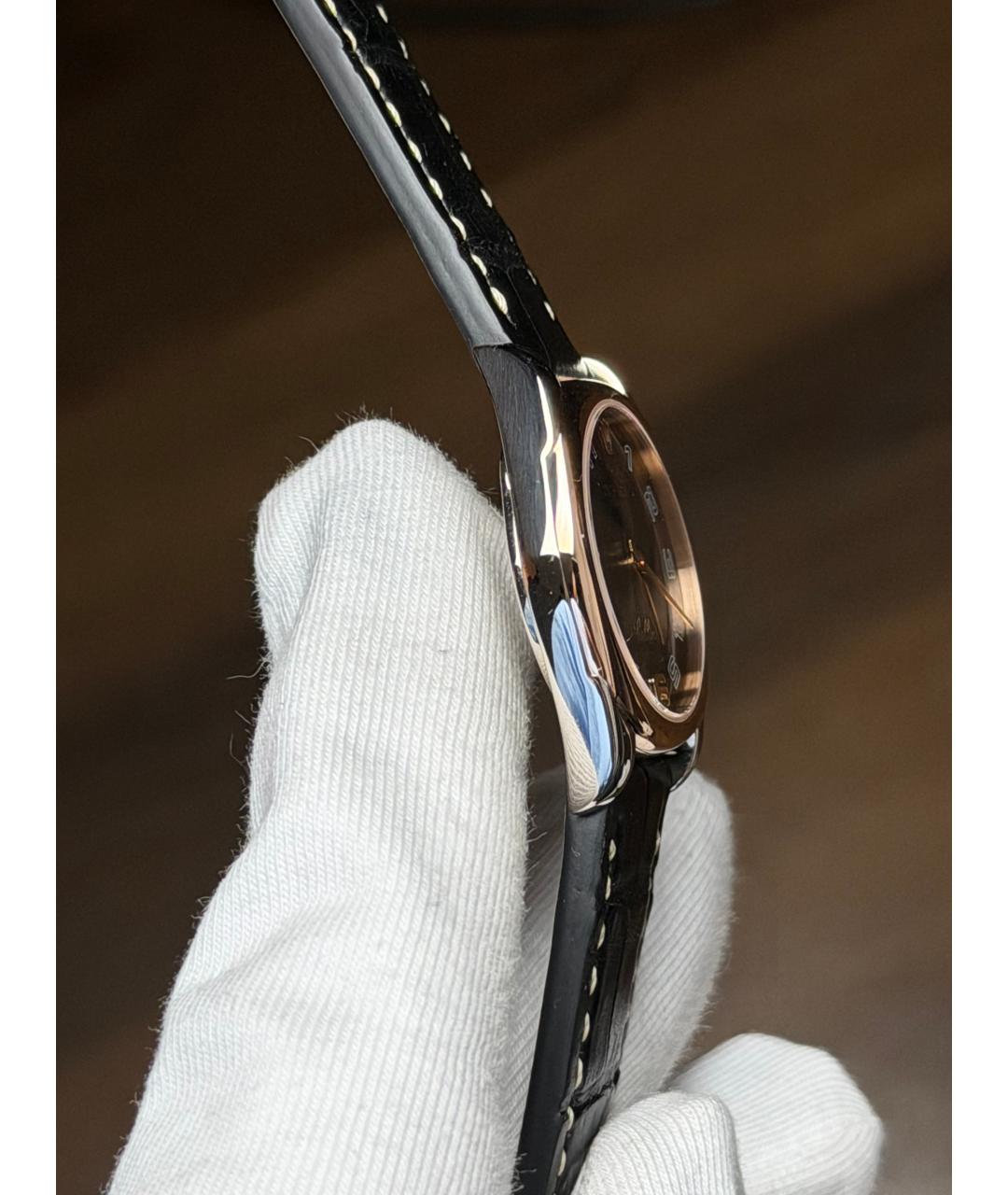 ROLEX Черные часы из розового золота, фото 5