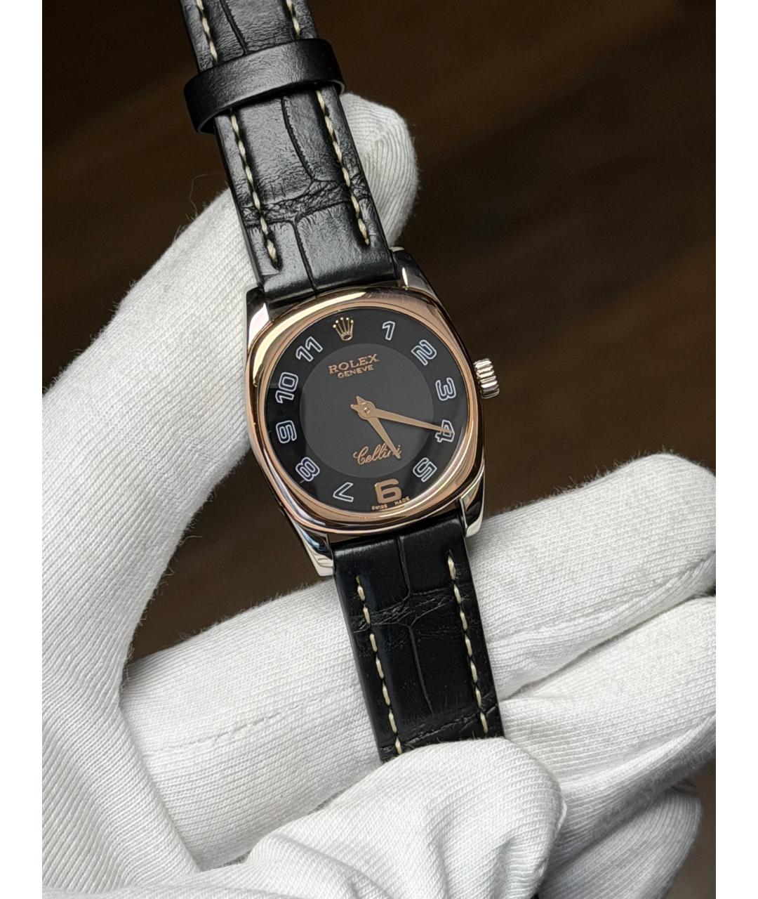 ROLEX Черные часы из розового золота, фото 2