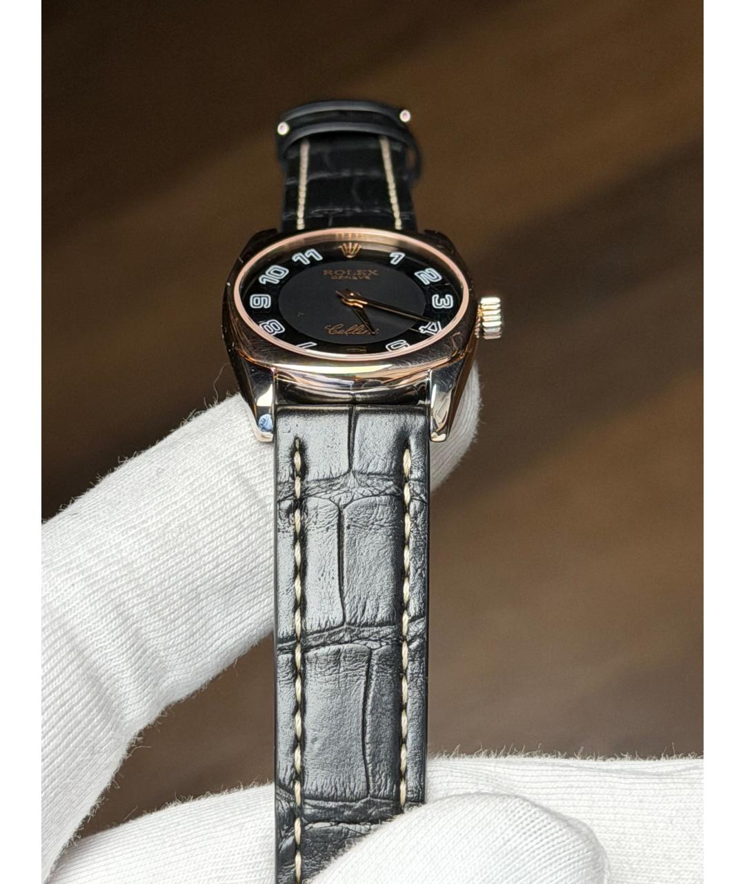 ROLEX Черные часы из розового золота, фото 6