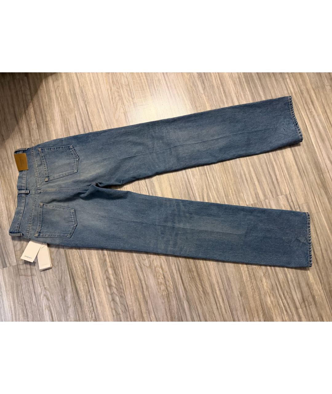 SAINT LAURENT Голубые хлопковые прямые джинсы, фото 2