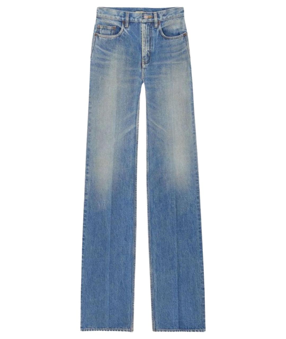 SAINT LAURENT Голубые хлопковые прямые джинсы, фото 1