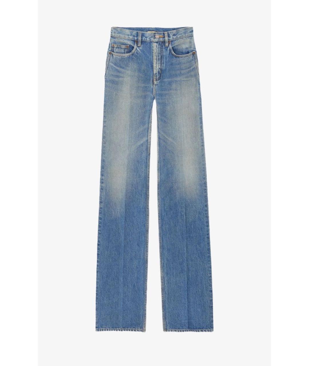 SAINT LAURENT Голубые хлопковые прямые джинсы, фото 7