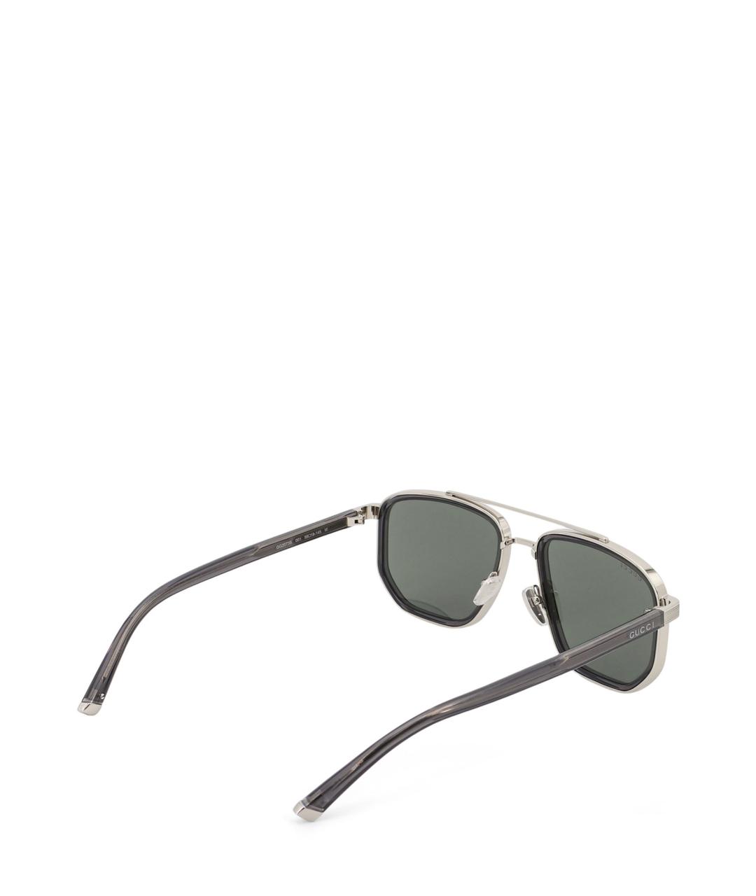 GUCCI Серебряные металлические солнцезащитные очки, фото 3