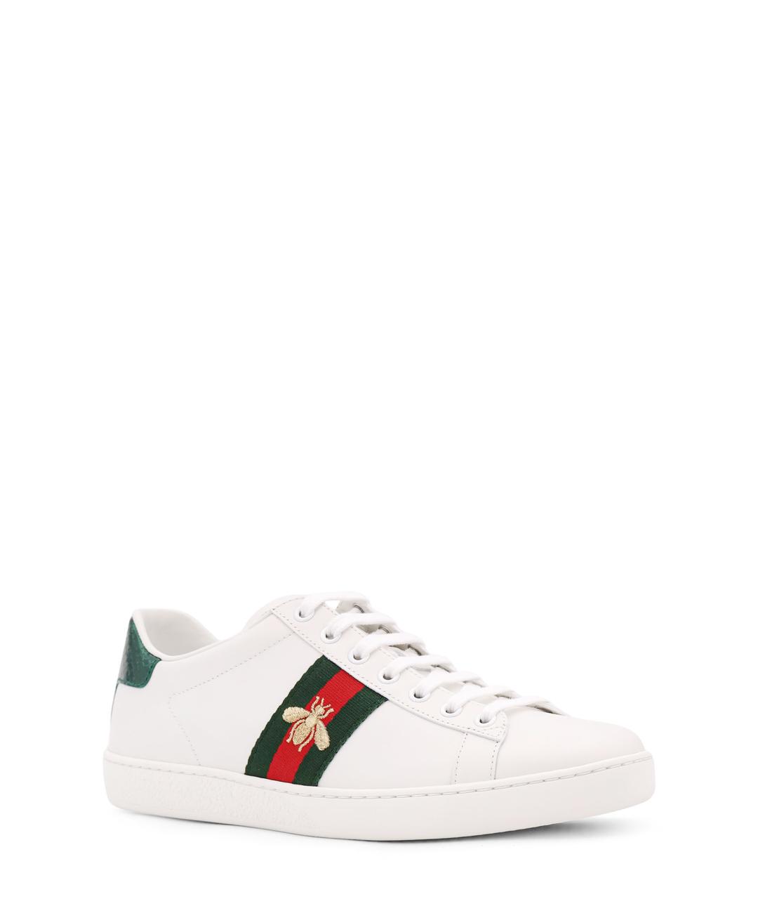 GUCCI Белые кожаные кеды, фото 2