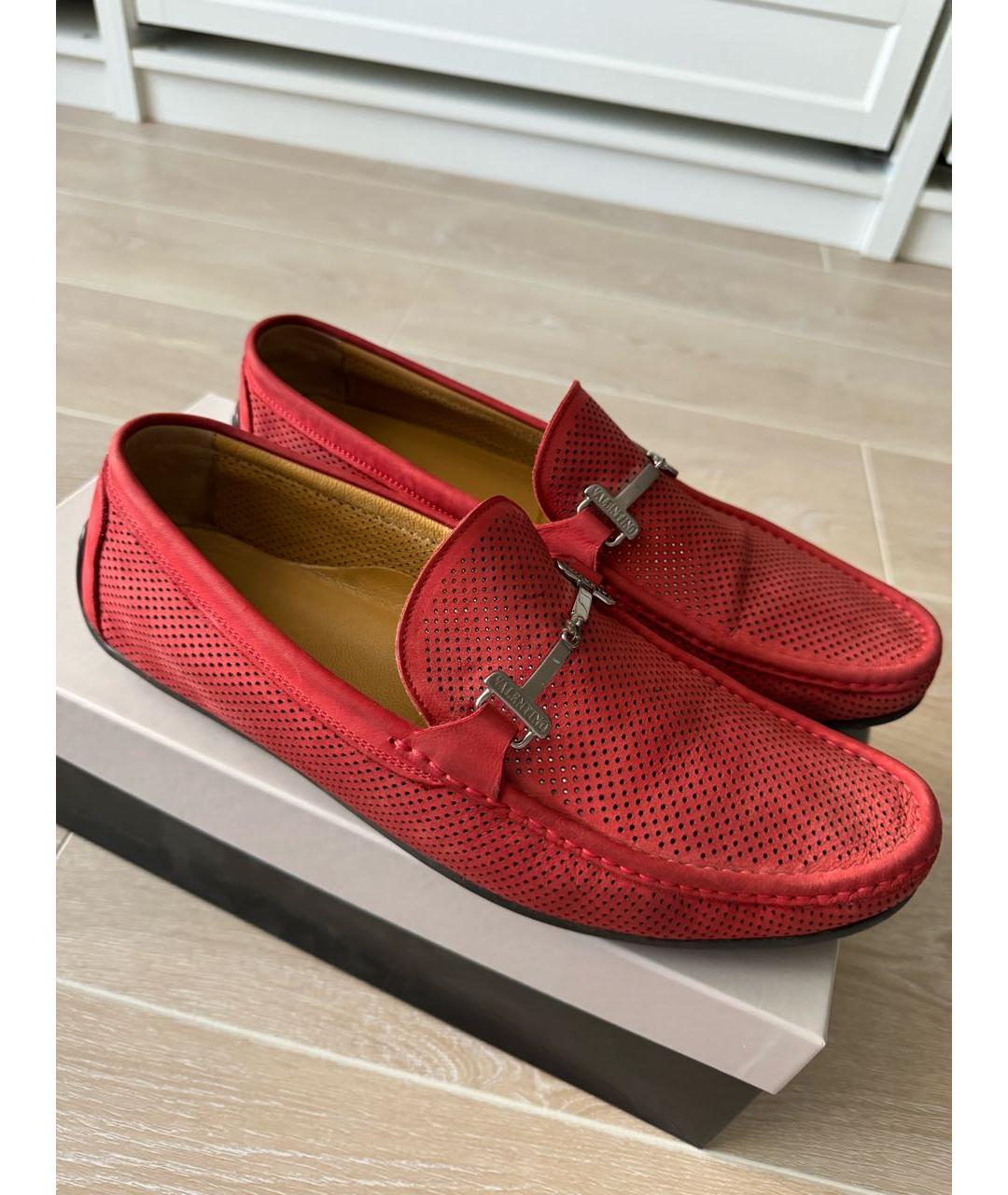 VALENTINO Красные кожаные мокасины, фото 9