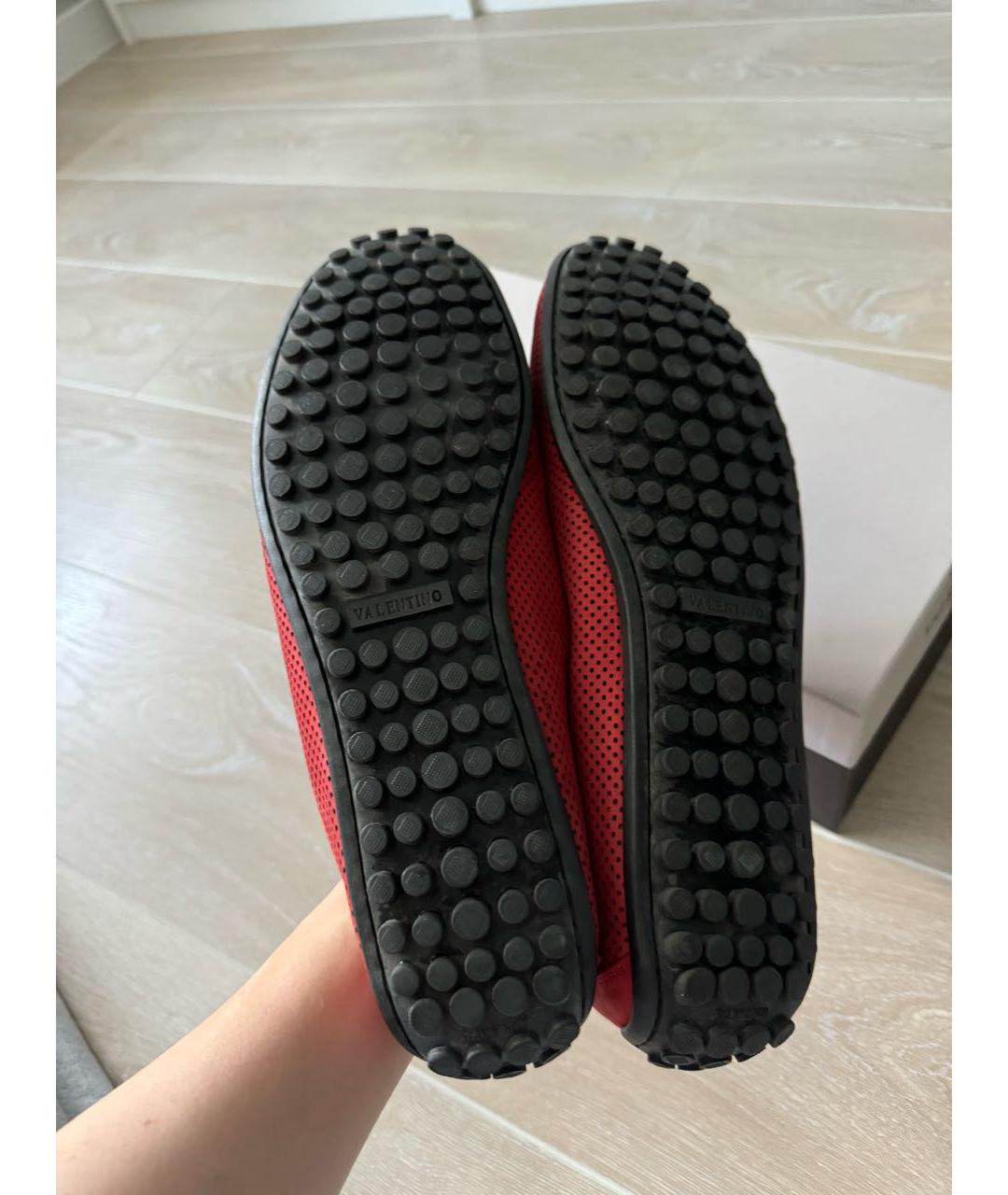 VALENTINO Красные кожаные мокасины, фото 4