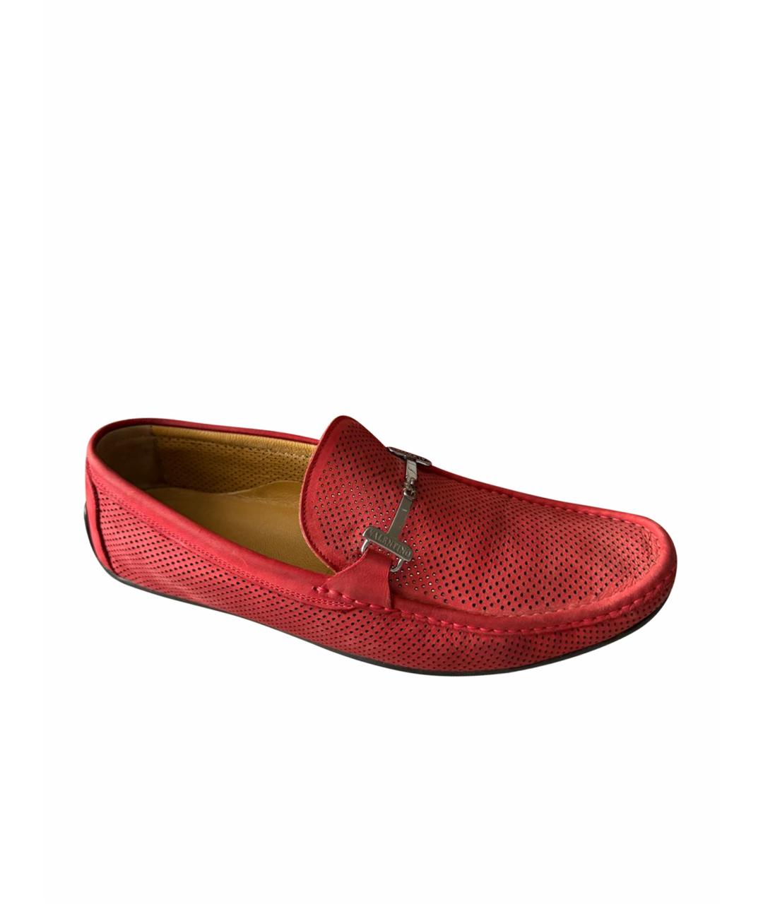 VALENTINO Красные кожаные мокасины, фото 1
