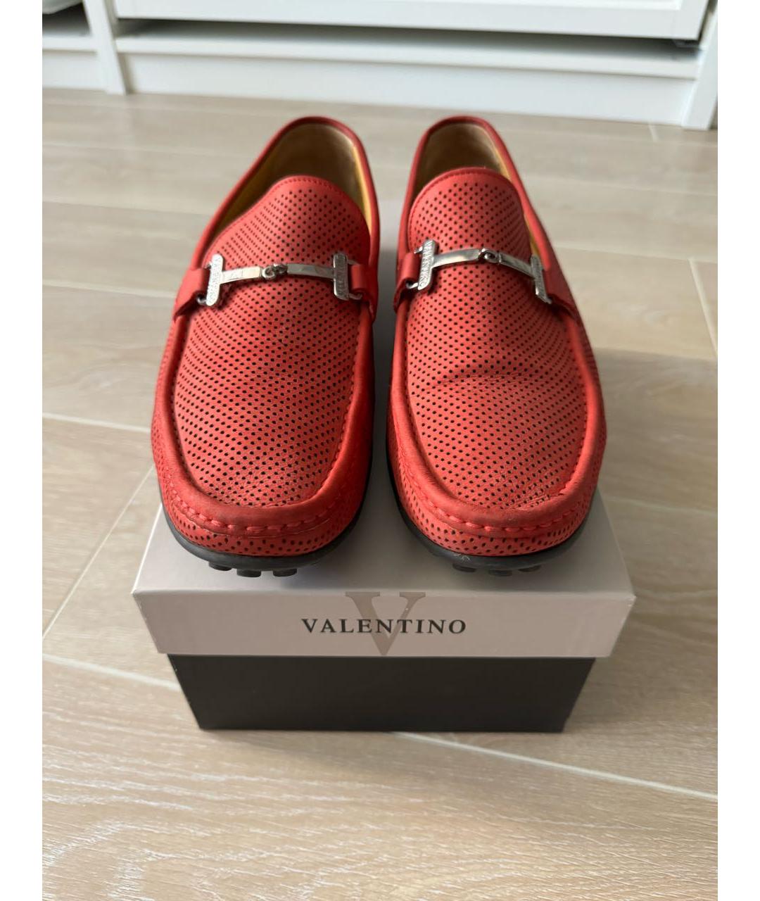 VALENTINO Красные кожаные мокасины, фото 3