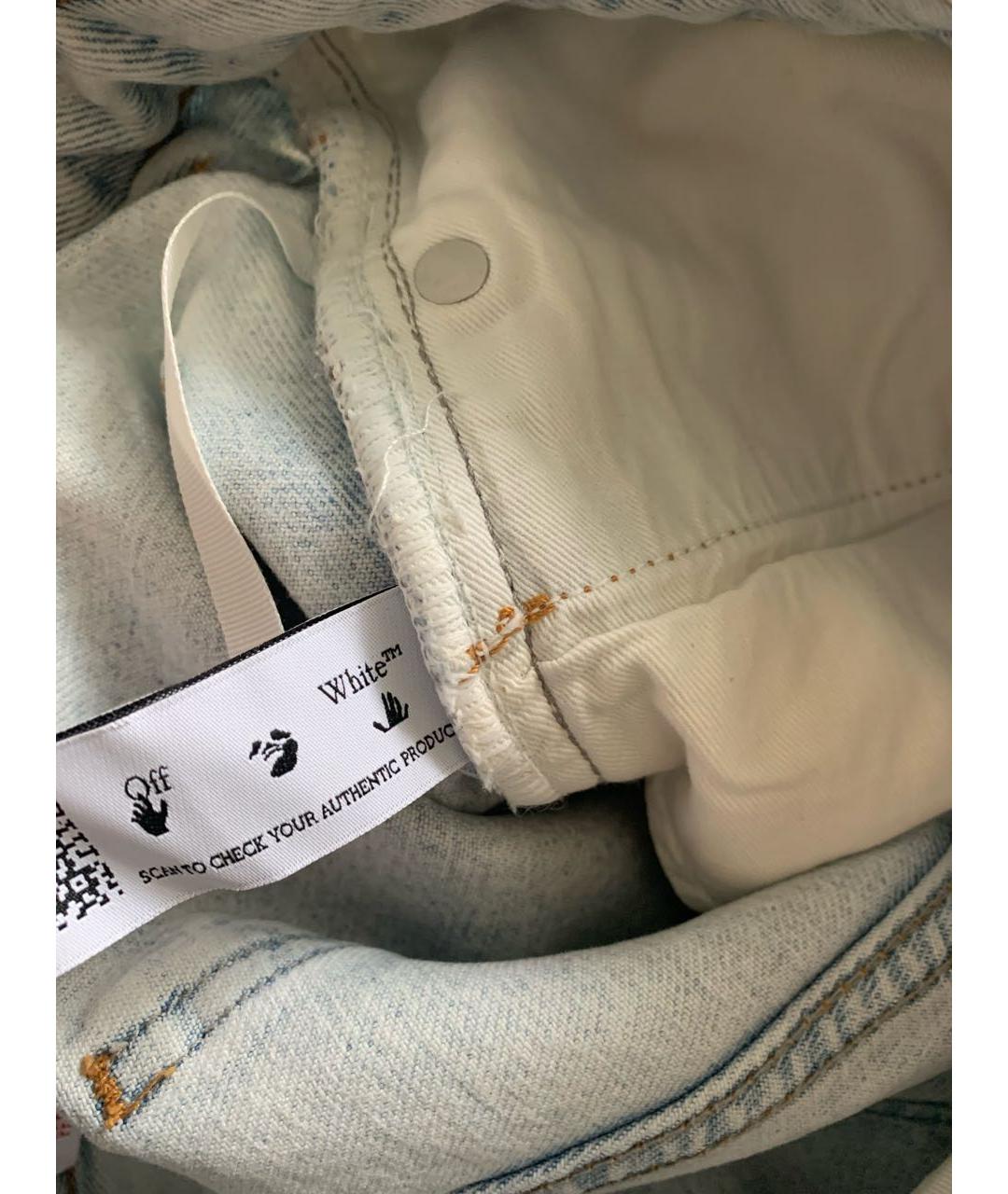 OFF-WHITE Голубые хлопковые джинсы слим, фото 5
