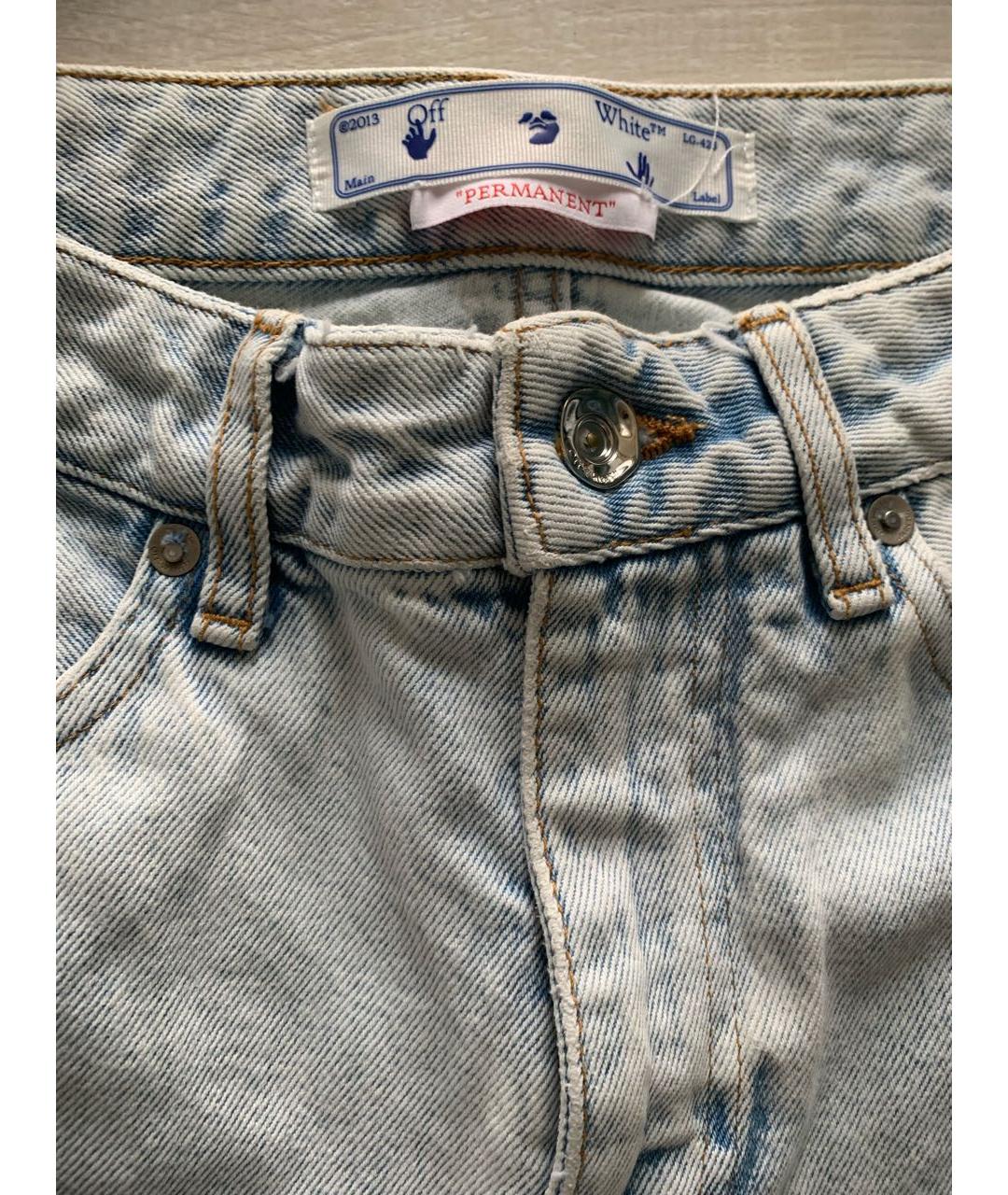 OFF-WHITE Голубые хлопковые джинсы слим, фото 3