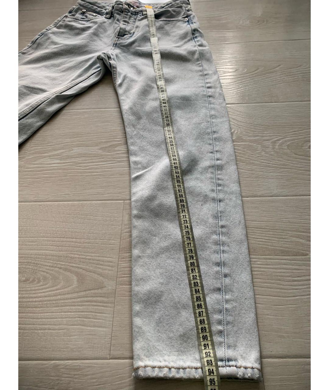OFF-WHITE Голубые хлопковые джинсы слим, фото 8
