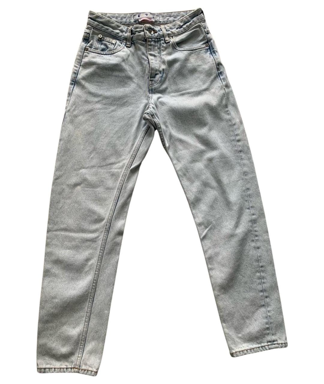 OFF-WHITE Голубые хлопковые джинсы слим, фото 1