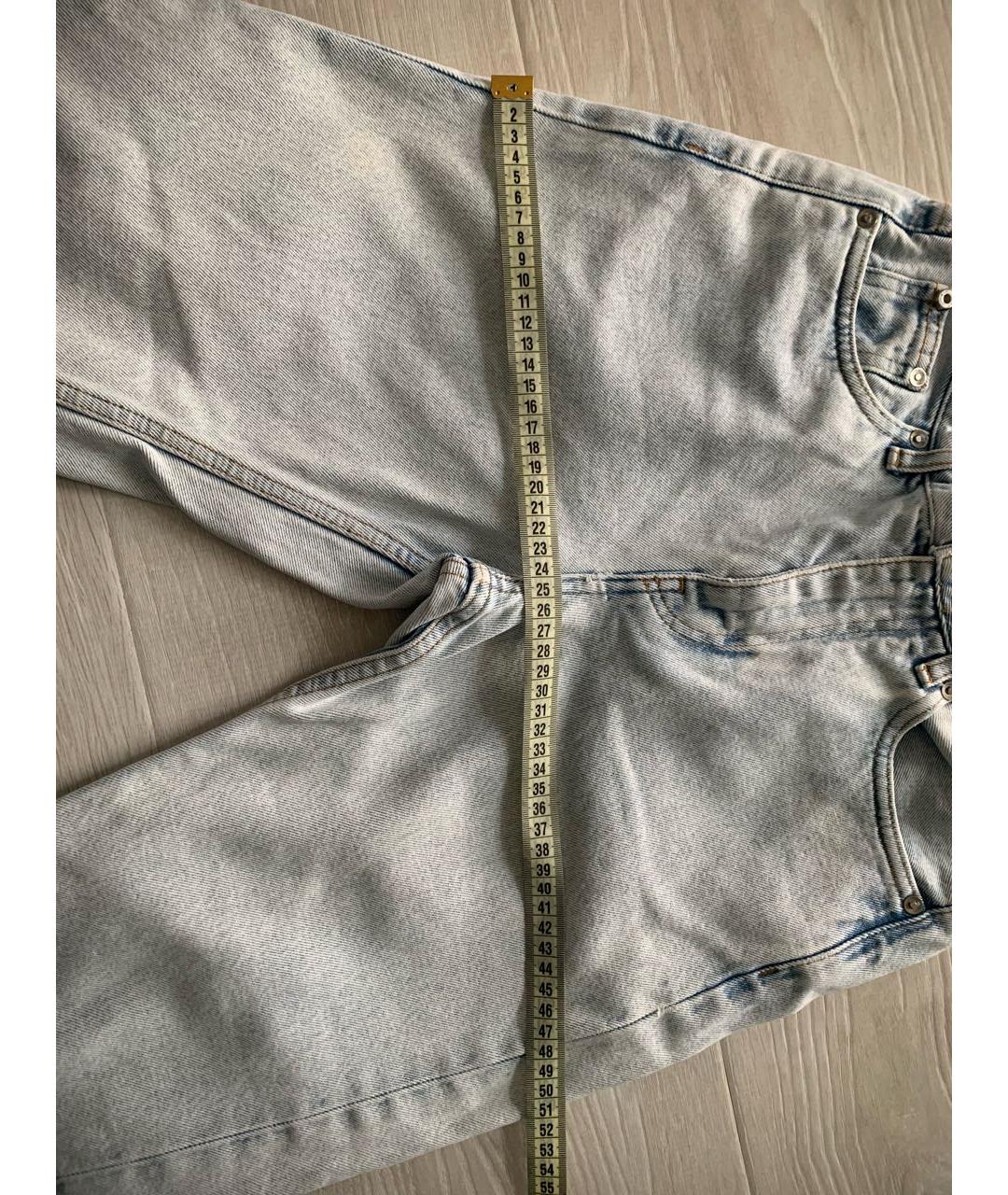 OFF-WHITE Голубые хлопковые джинсы слим, фото 7