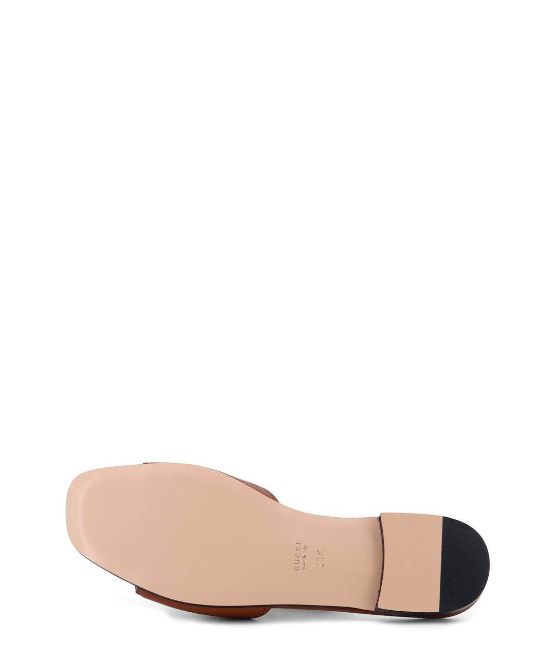 GUCCI Коричневые кожаные шлепанцы, фото 4