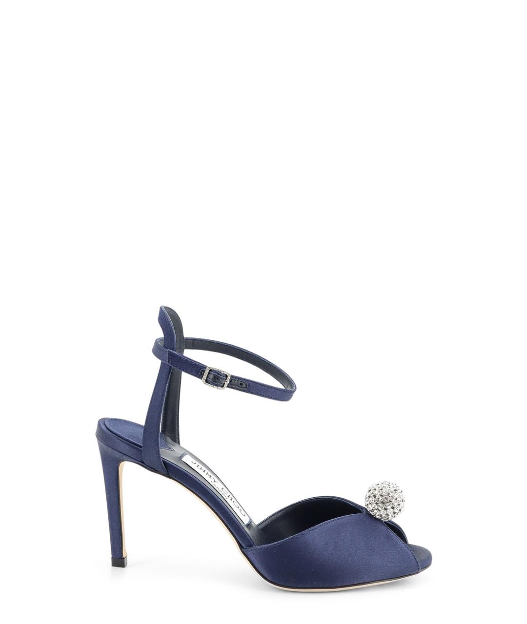JIMMY CHOO Синие текстильные босоножки, фото 1