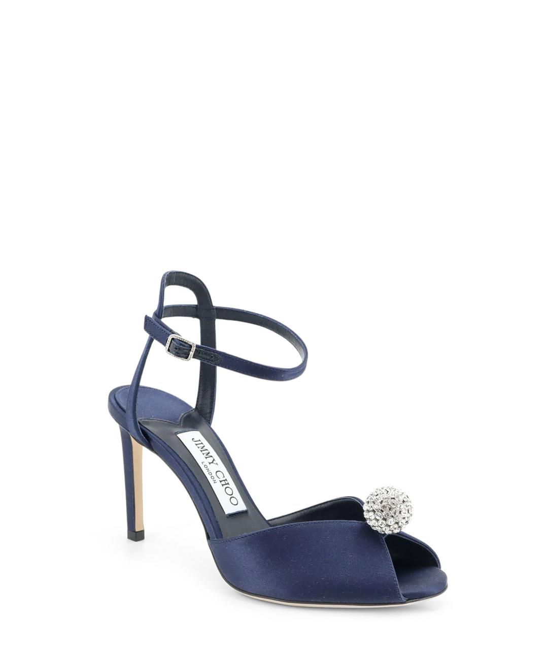 JIMMY CHOO Синие текстильные босоножки, фото 2