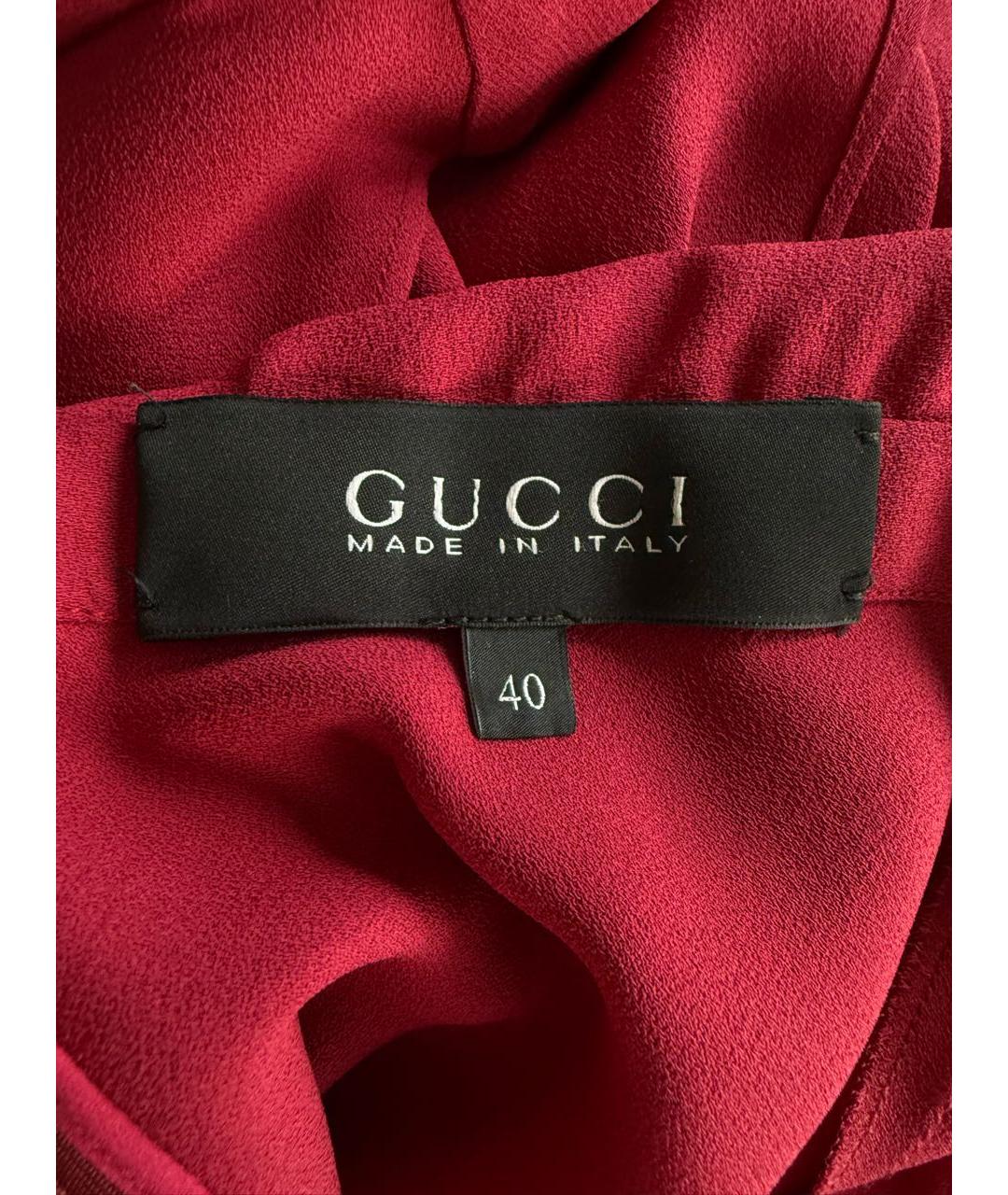 GUCCI Бордовое шелковое коктейльное платье, фото 3