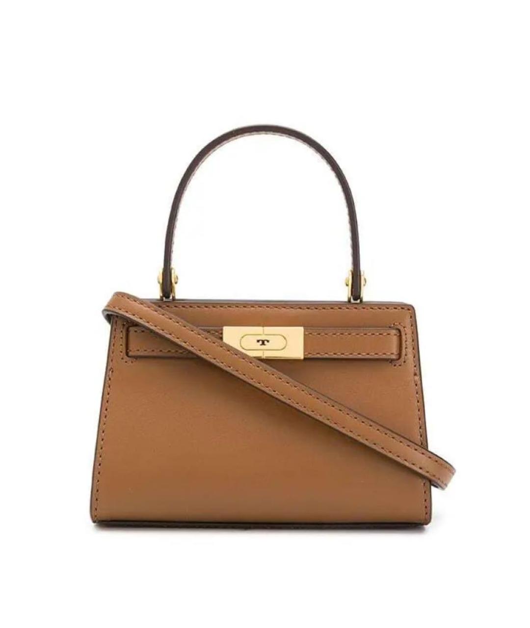 TORY BURCH Коричневая кожаная сумка с короткими ручками, фото 8