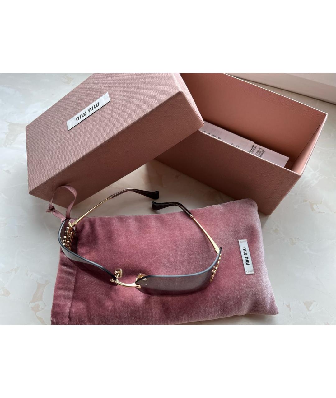 MIU MIU Золотые металлические солнцезащитные очки, фото 4