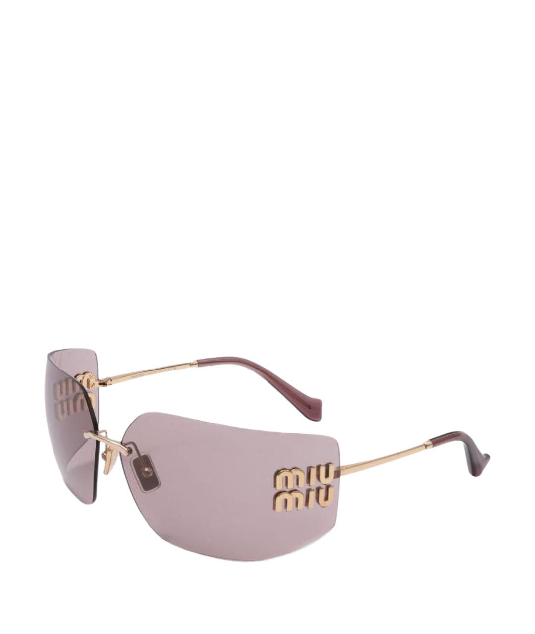 MIU MIU Золотые металлические солнцезащитные очки, фото 7