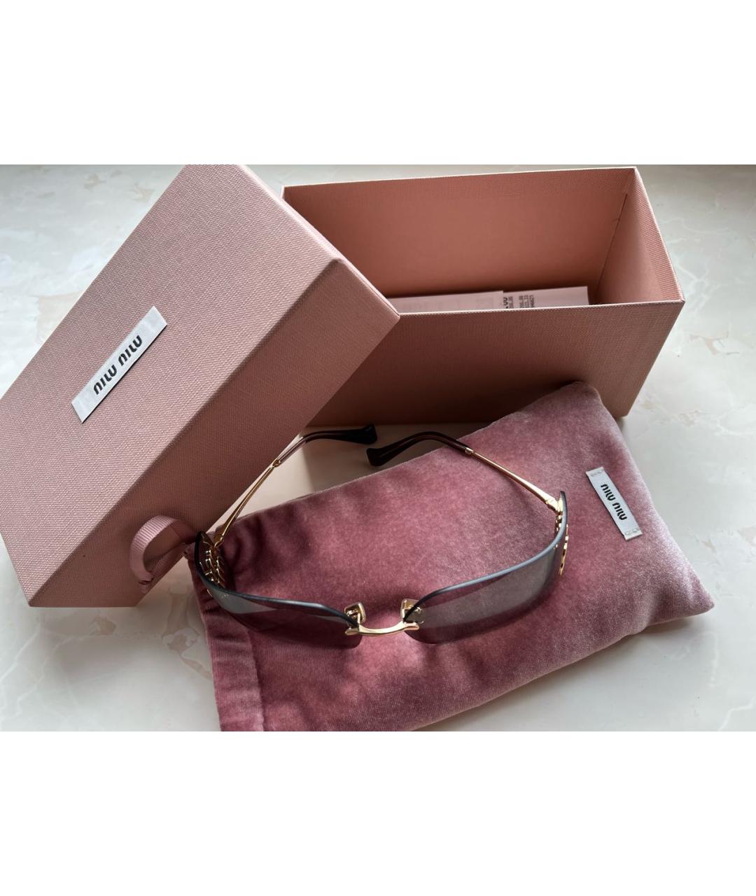 MIU MIU Золотые металлические солнцезащитные очки, фото 3