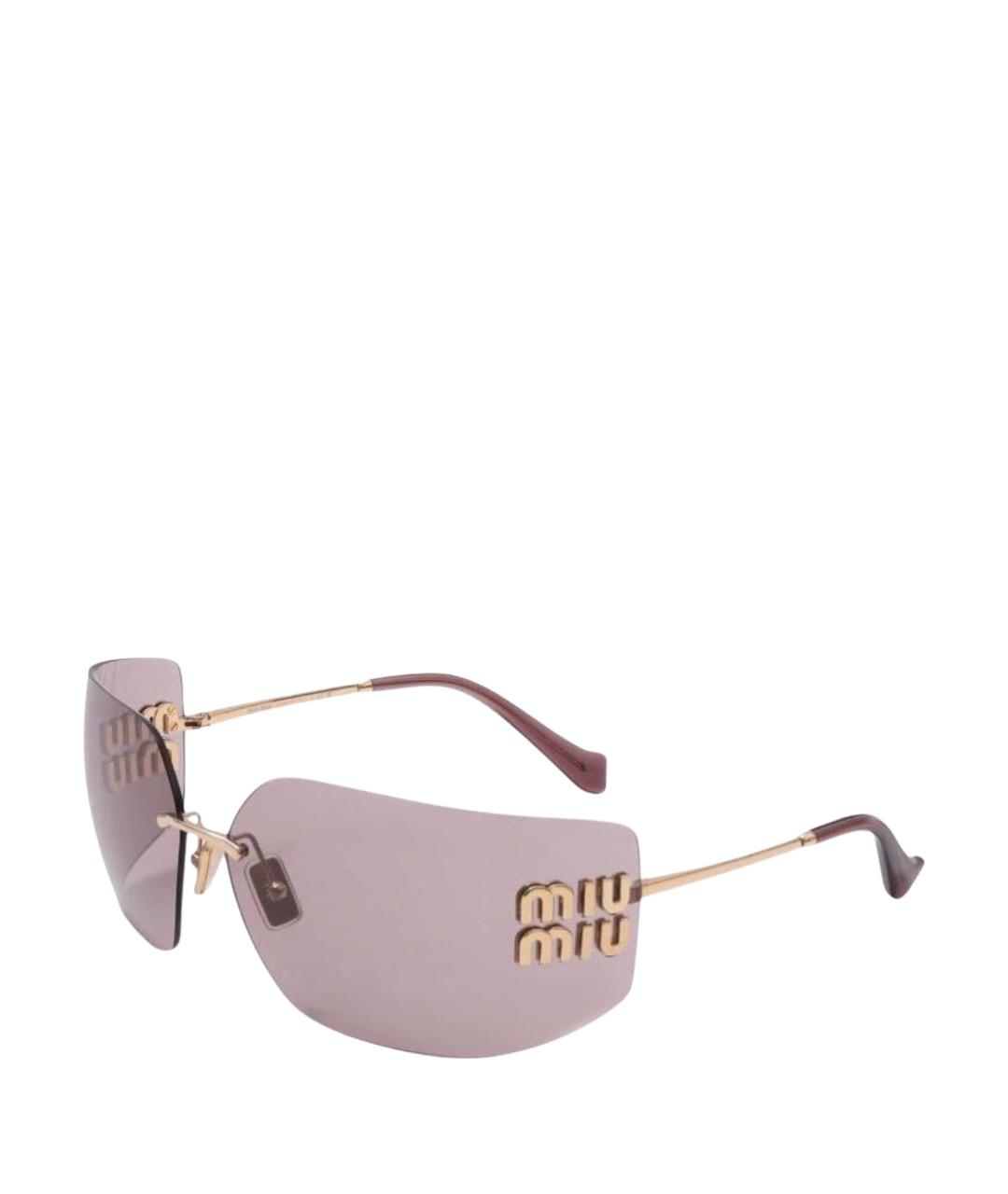 MIU MIU Золотые металлические солнцезащитные очки, фото 1
