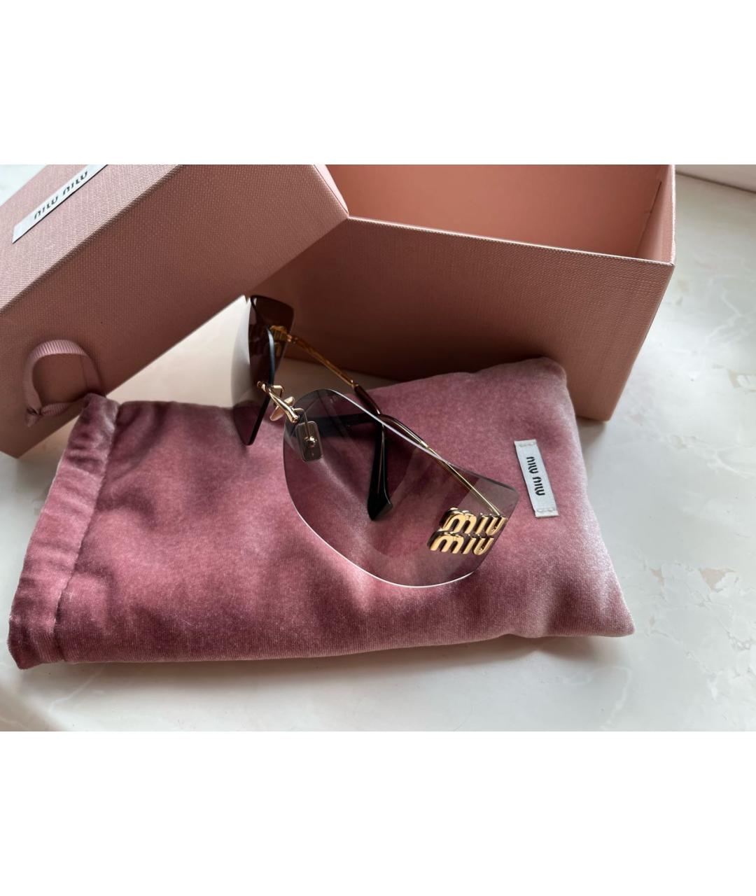 MIU MIU Золотые металлические солнцезащитные очки, фото 5